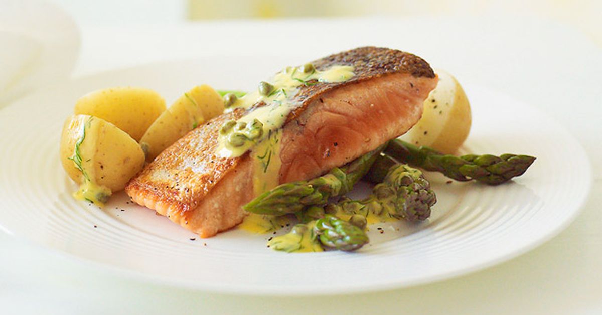 Crispy Skinned Salmon With Lemon Dill And Caper Sauce 9kitchen