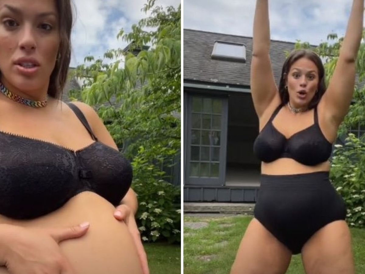 Pregnant Ashley Graham dances in underwear for TikTok video