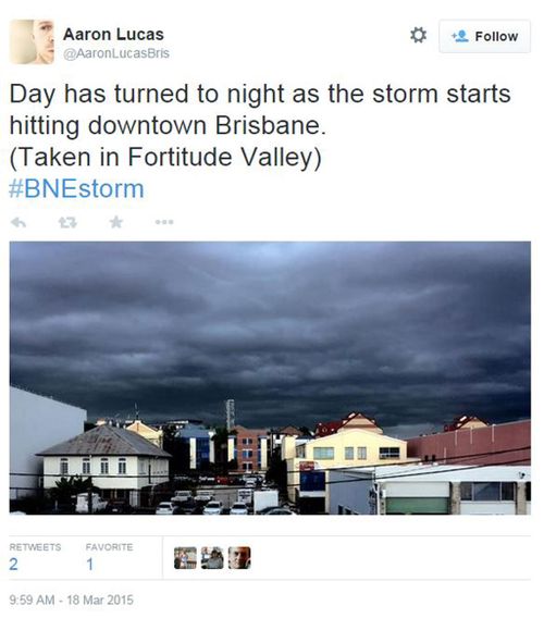 A Brisbane resident posted a photo on Twitter about the storm's arrival. (supplied)