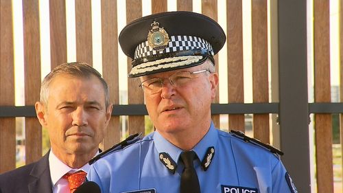 Commissioner Chris Dawson confirmed police attended the home on the Friday before the murders.  Health Minister Roger Cook assures, "there will be time for questions". Picture: 9NEWS. 