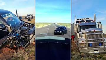 Dash cam shows car pull in front of semi-truck