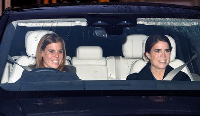 Princess Beatrice and Princess Eugenie attend the Christmas lunch for members of the royal family at Buckingham Palace on December 16, 2025.