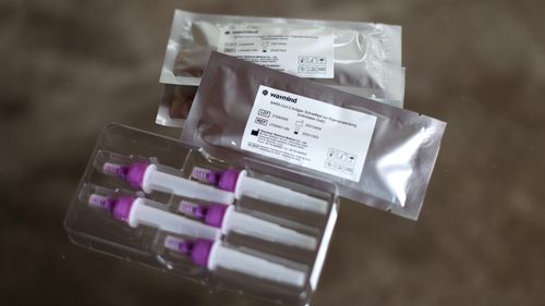In this photo, an illustration of a COVID-19 rapid antigen test kit is pictured. Supermarkets around Australia will soon start to roll them out for sale.