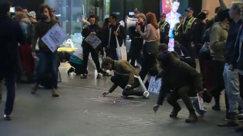 The students were protesting increases to university fees. (9NEWS)