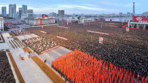 Thousands chant communist slogans as North Korea rallies behind Kim Jong-Un's New Year message