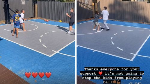 Two stories uploaded by Eddie Betts of his kids playing basketball.