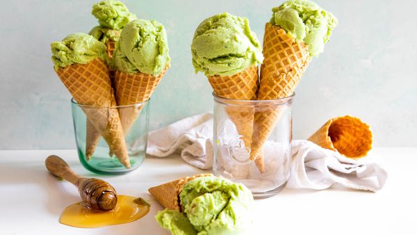 Green avocado ice cream