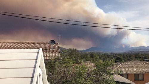 Emergency warning for a bushfire burning near the Namadgi National Park south of Canberra.