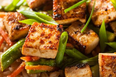 Homemade Tofu Stir Fry with Vegetables and Rice