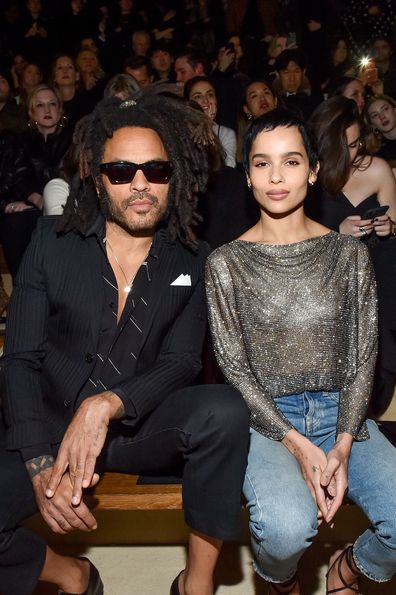 Lenny Kravitz and Zoe Kravitz attend the Saint Laurent show as part of Paris Fashion Week Fall/Winter 2020/2021 on February 25, 2020 in Paris, France.