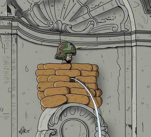 This cartoon by Klier depicts Brussels' famous 'Mannekin Pis'.
