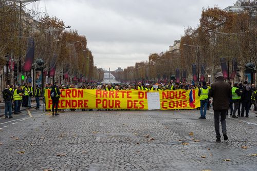 The march began peacefully on Saturday in protest at fuel tax hikes.