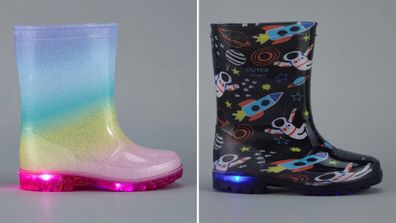 junior light up wellies in ombre and space designs from Kmart