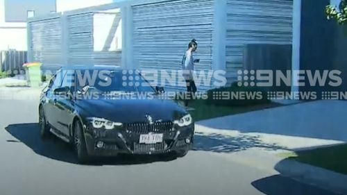 Sara Huegill has surfaced for the first time since being arrested for stealing the $2500 leather pants. Picture: 9NEWS