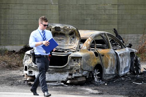 The silver Audi was found burnt out after the Hampton Park shooting. (AAP)