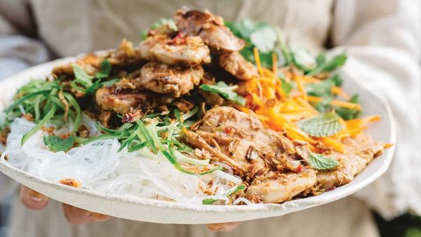 Lemongrass chicken bun bowl, from The Yogic Kitchen