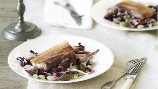 Porchetta with cannellini beans and fennel