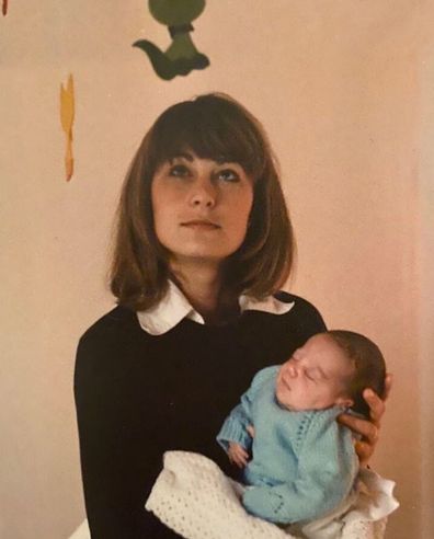 Carole Middleton holding Kate as a baby