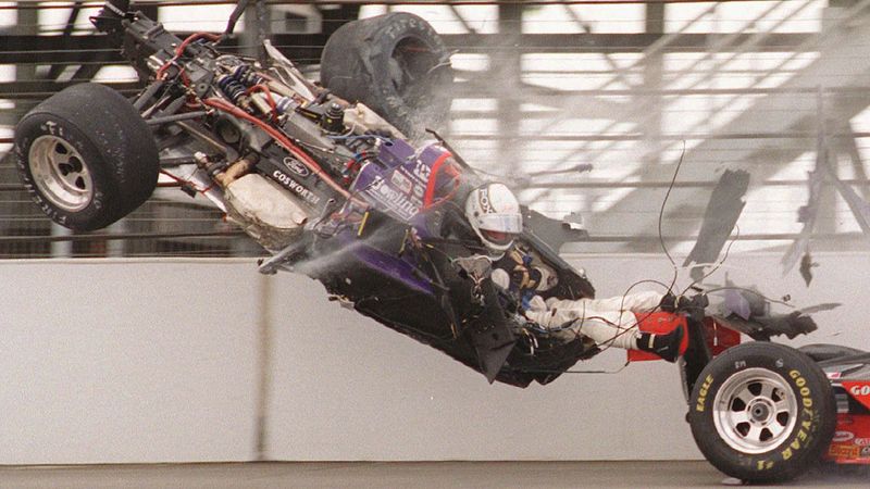 Amazingly Stan Fox survived this crash at the start of the 1995 Indianapolis 500.