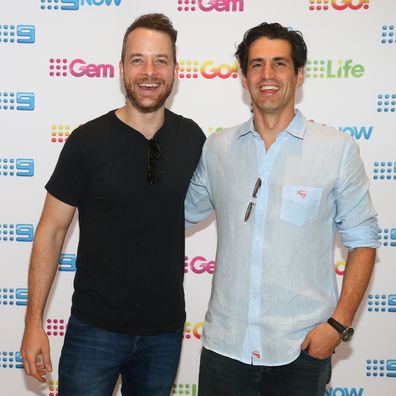 Andy Lee and Hamish Blake attend Nine's post Logies Recovery Brunch at The Star Gold Coast on July 01, 2019 in Gold Coast, Australia. 