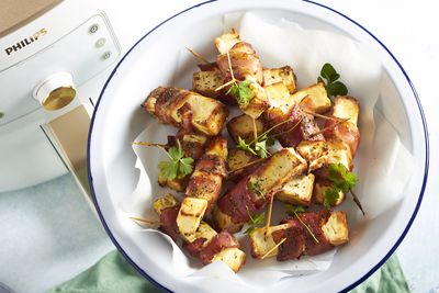 Elle Vernon's bacon and haloumi bites with honey and herbs