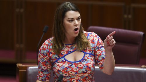 Following the critique, Greens' Senator Sarah Hanson-Young launched an impassioned attack on alleged sexist abuse that was hurled at her from across the chamber.