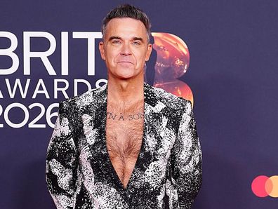 Robbie Williams attending the Brit Awards 2026 at Co-op Live, Manchester. Picture date: Saturday February 28, 2026.