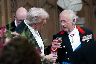 (From left) Michael Boulos, Catherine, Princess of Wales, President Donald Trump and King Charles III of the United Kingdom of Great Britain during an official state banquet at Windsor Castle on Wednesday, September 17, 2025 in Windsor, England. (Photo by Doug Mills/The New York Times)