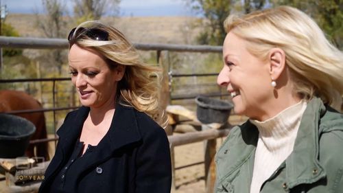 Stormy Daniels with reporter Liz Hayes.