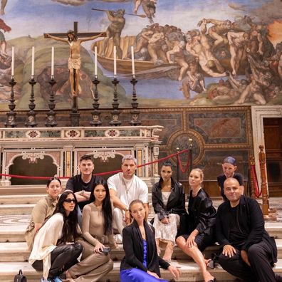 Kim Kardashian drops by the Vatican church for a visit in lace cutout dress.