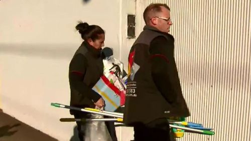 Crime scene cleaners at the home today. (9NEWS)