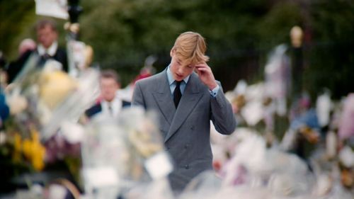 Prince William at his mother's funeral. 