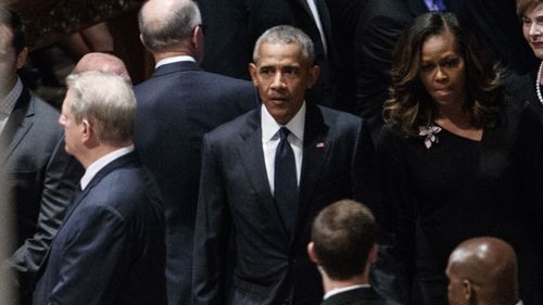 Barack and Michelle Obama also attended, with former President Obama giving a speech at John McCain's request.