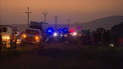 At the scene of the arrest just north of  Port Wakefield there are two smashed up cars. Picture: 9NEWS 