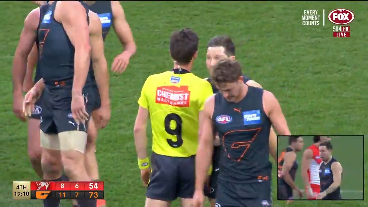 Grand final umpire calls for Toby Greene suspension for making contact with match official