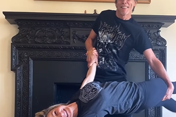 Kevin Bacon, 63, and wife Kyra Sedgwick try their luck at the viral Footloose dance challenge on TikTok.