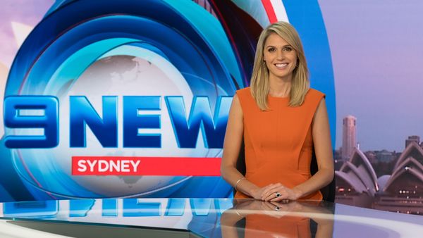 Amelia Adams in the Nine News Sydney studio