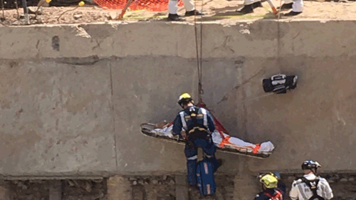 The man was confined down a 15m pit. (9NEWS)