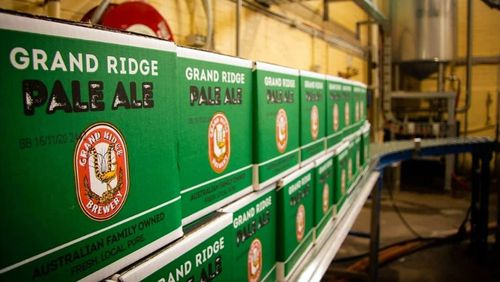 Cases of Grand Ridge beer.