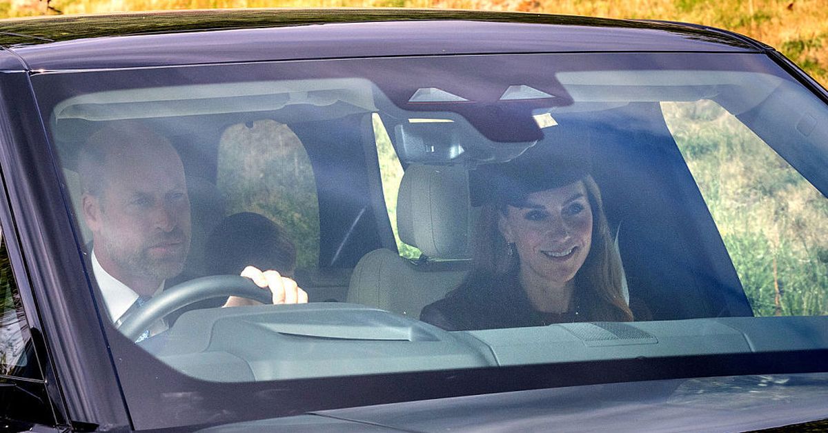 Prince William gets behind the wheel as the Wales family head to church
