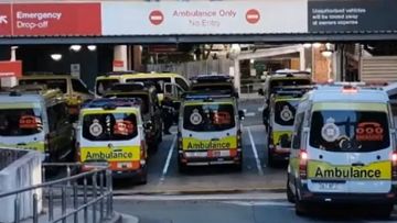 Ambulance ramping photo sent to 9News of Ipswich Hospital in Queensland