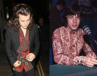 Harry takes Mick's penchant for paisley up a notch by taking it down a button.