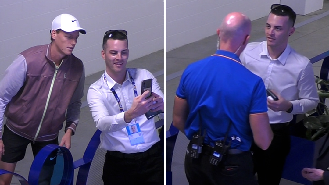 Jannik Sinner was stopped for a photo before the man&#x27;s accreditation was taken.