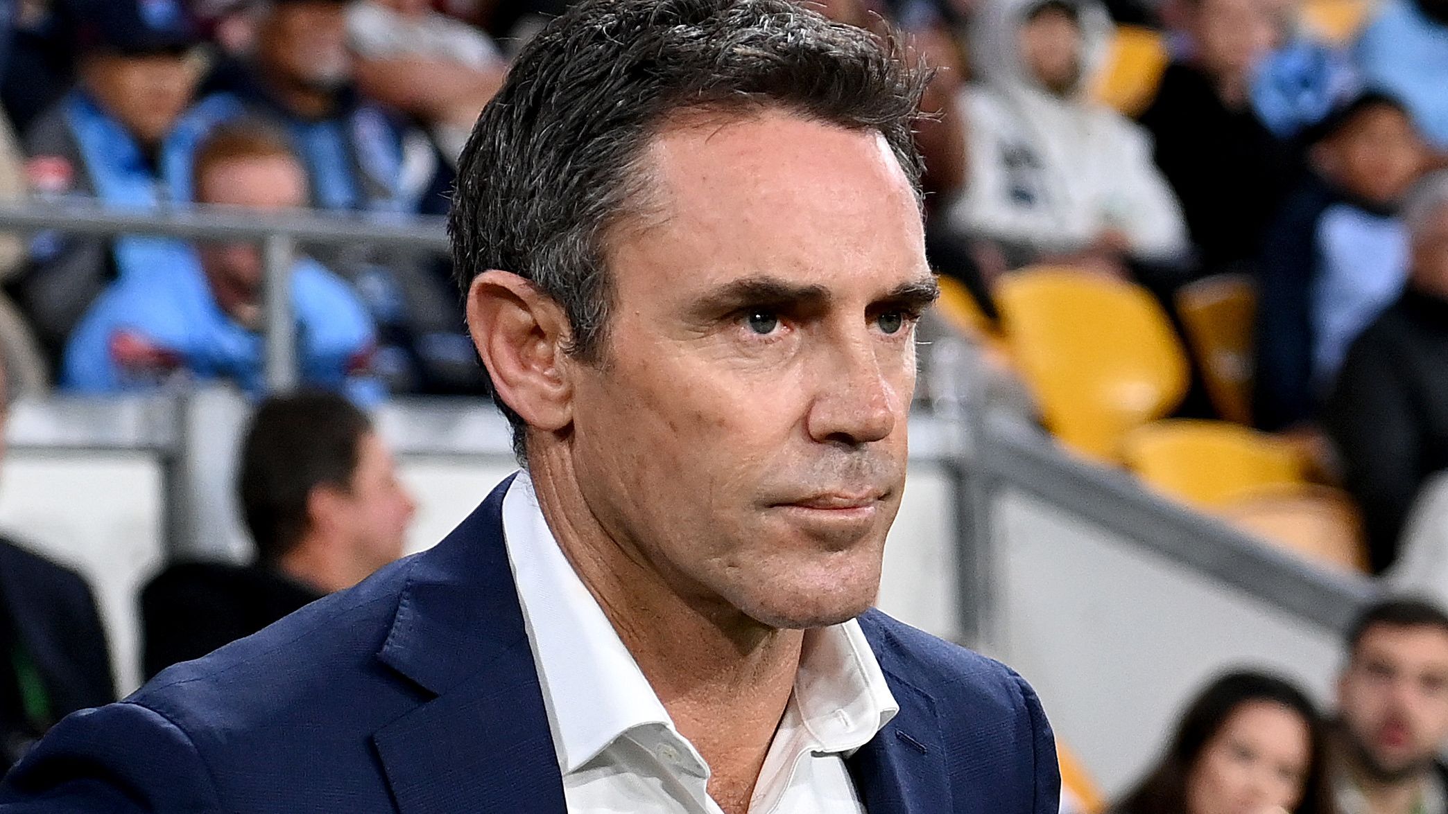 BRISBANE, AUSTRALIA - JUNE 21: Coach Brad Fittler of New South Wales looks dejected as his team loses game two of the State of Origin series between the Queensland Maroons and the New South Wales Blues at Suncorp Stadium on June 21, 2023 in Brisbane, Australia. (Photo by Bradley Kanaris/Getty Images)