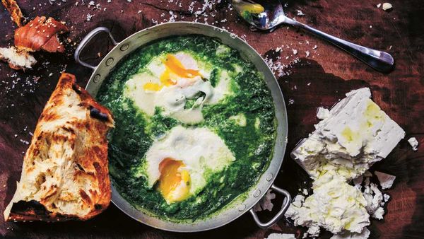 Green shakshuka eggs recipe