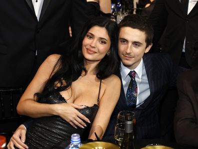 Timothée Chalamet and Kylie Jenner at the 31st Annual Critics Choice Awards at Barker Hangar on January 4, 2026 in Santa Monica, California.  