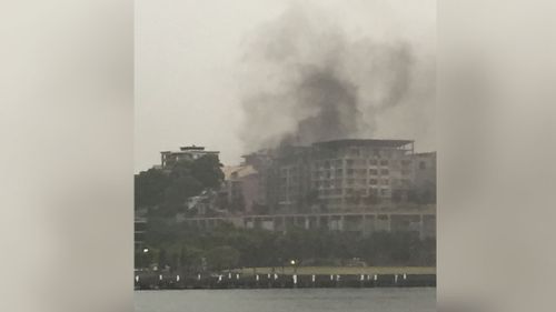 A fire in Pyrmont is believed to have started by a lightning strike. (Chris Hood)