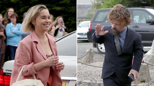 Guests included the pair's Game of Thrones co-stars Peter Dinklage, Maisie Williams, Sophie Turner and Emilia Clarke. Picture: PA