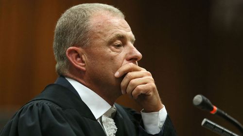 Prosecutor Gerrie Nel questions a defence witness during the murder trial of Oscar Pistorius in May. (Getty Images)