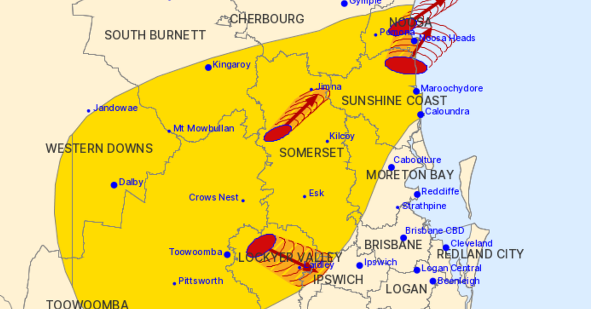 Severe storm warnings in south-east Queensland
